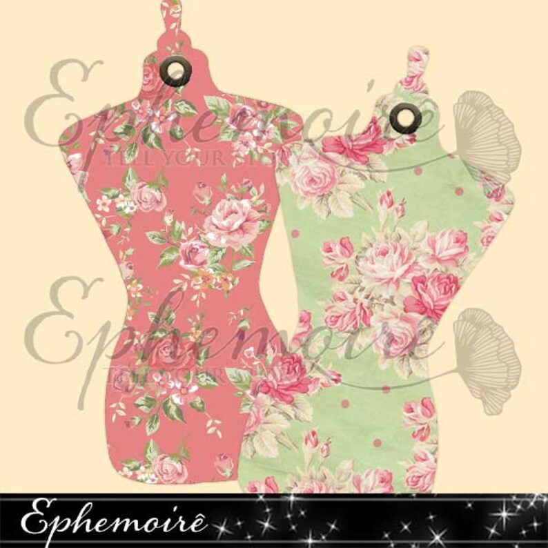 Printable Dress Form Tag Sheet Shabby Dress Form Tags Set Etsy