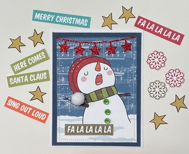 Digital Printable CHRISTMAS CAROLERS Card Kit Cardmaking Carolers Printable Christmas Card Fronts Snowman Printable Craft Kit image 8