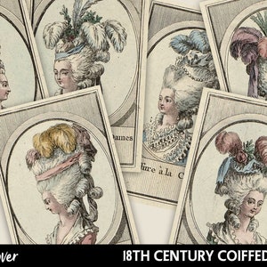 Digital Clipart Images - Marie Antoinette - Victorian Hairstyles - Digital Scrapbook - Cardmaking Elements - French Clipart - Trade Cards