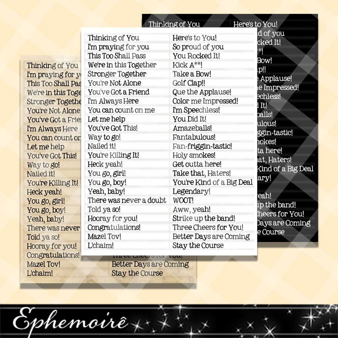 Printable SENTIMENTS 4 Printable Captions ENCOURAGEMENT - Etsy