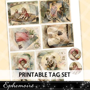 Junk Journal Printable - Digital Journal Cards - Shabby Christmas - Christmas Printable - Cardmaking - Digital Printable Christmas Tag Sheet