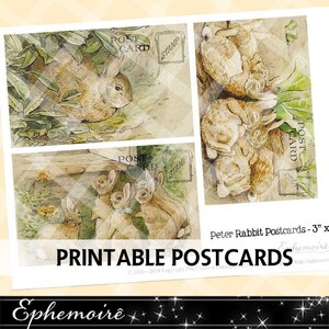 Junk Journal Printable - PETER RABBIT Postcards - Beatrix Potter - Peter Rabbit Ephemera - Cardmaking - Peter Rabbit Printable Cards