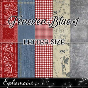 Papeles imprimibles digitales - DENIM - Scrapbooking digital - Fondos digitales - Blue Jeans - Tamaño carta - Paquete de papel imprimible digital