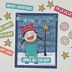 Digital Printable CHRISTMAS CAROLERS Card Kit Cardmaking Carolers Printable Christmas Card Fronts Snowman Printable Craft Kit image 7