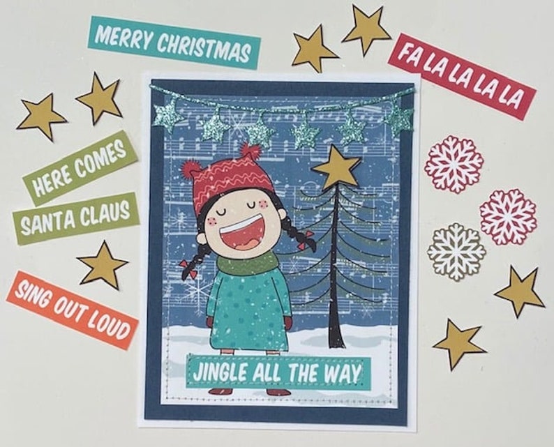 Digital Printable CHRISTMAS CAROLERS Card Kit Cardmaking Carolers Printable Christmas Card Fronts Snowman Printable Craft Kit image 7