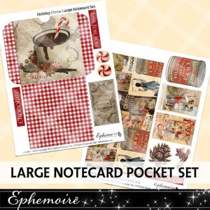Junk Journal Printable - Digital Printable Notecard Pocket - Collage Sheet - Christmas - Hot Cocoa - Loaded Pocket Printable - Download