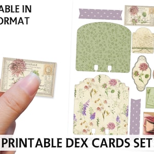 Printable DEX Cards with Ephemera - Spring Floral Dex - Dex Card Printable - Printable Dex Cards and Embellishments - Download - Spring Dex