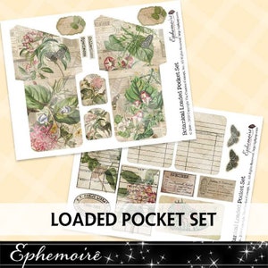 Junk Journal Printable - BOTANICAL POCKETS - Vintage Floral Printable Pockets - Journal Pockets - Printable Crafts - Loaded Pocket Pair