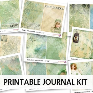 Junk Journal Kit - Shamrocks - St Patricks - Digital Scrapbook - Cardmaking Papers - Shamrock Digital Papers - Irish Collage Papers