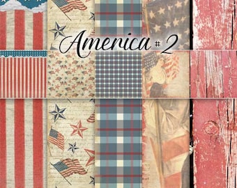 Digital Printable Papers - AMERICA - Patriotic - July 4 - Digital Scrapbook - 12x12 - Cardmaking - Printable Patriotic Paper Pack