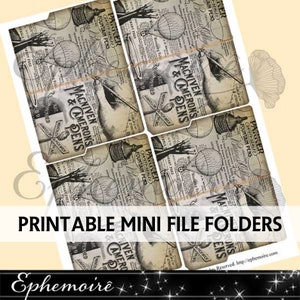 Junk Journal Printable - Calligraphy FOLDERS - Printable Mini Folders - Printable Crafts - Ephemera File Folder - Calligraphy File Folders