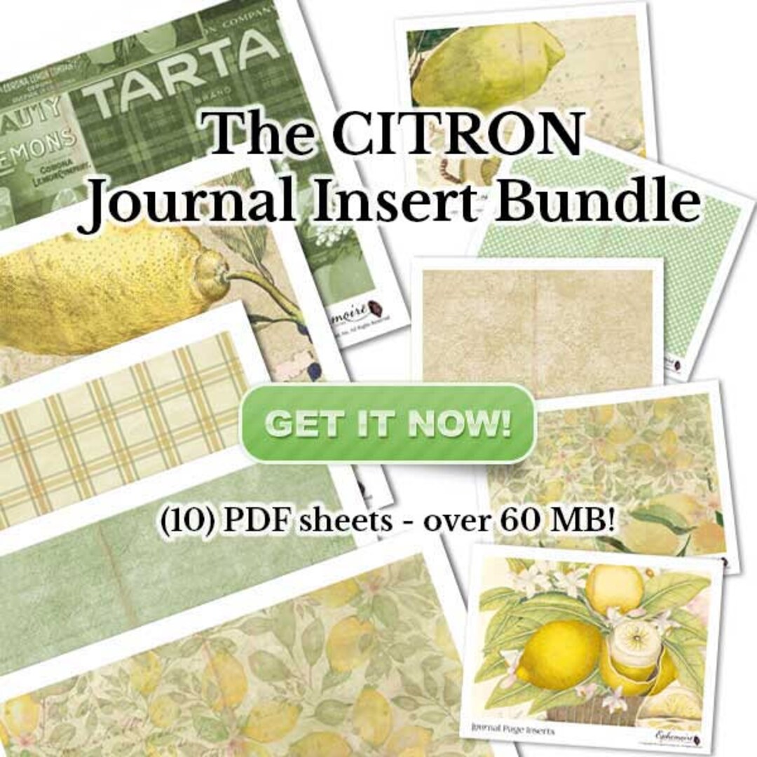 Junk Journal Journal Printable VINTAGE LEMONS Cardmaking Papers Digital ...