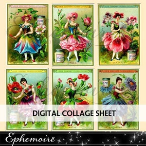 Junk Journal imprimable - cartes à collectionner florales - fée des fleurs - fabrication de cartes - scrapbooking numérique - coupe délicate - cartes à collectionner fleurs - clipart