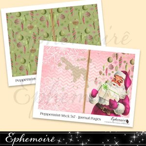 Printable Journal Kit Peppermint Stick Retro Christmas 5x7 Journal Kit ...