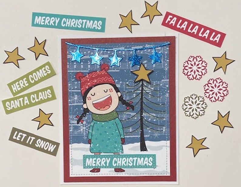 Digital Printable CHRISTMAS CAROLERS Card Kit Cardmaking Carolers Printable Christmas Card Fronts Snowman Printable Craft Kit image 9