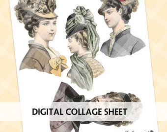 Junk Journal - Journal Printable - Millinery Clipart - Victorian - Cardmaking - Digital Scrapbooking - Digital Printable Collage Sheet