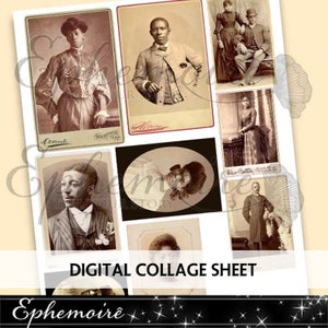 Junk Journal Ephemera - People of Color - Cabinet Cards - Fussy Cut - Digital Ephemera - Printable Ephemera Photos - African American People