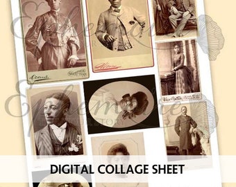 Junk Journal Ephemera - People of Color - Cabinet Cards - Fussy Cut - Digital Ephemera - Printable Ephemera Photos - African American People