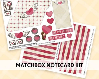 Printable Crafts - Valentine Printable - Valentine Craft Kit - MATCHBOX Craft Kit - Valentine Card Kit - Valentine Crafts - Heart Notecard