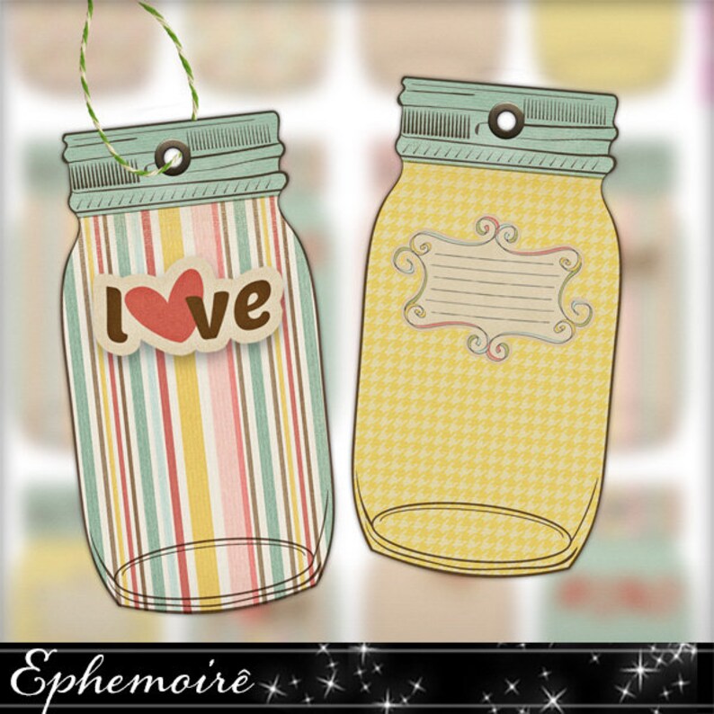 Printable Mason Jar Tags Pastel MASON JAR Tags Digital Tag Etsy