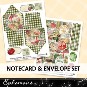 Junk Journal Printable - Digital Printable Greeting Cards - Cardmaking - Farm - Garden - Digital Printable 3 Inch Notecards - Collage Sheet