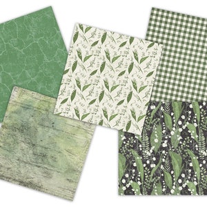 Papiers numériques imprimables - muguet - papiers de scrapbooking journal imprimable - 12 x 12 - papiers floraux imprimables muguet