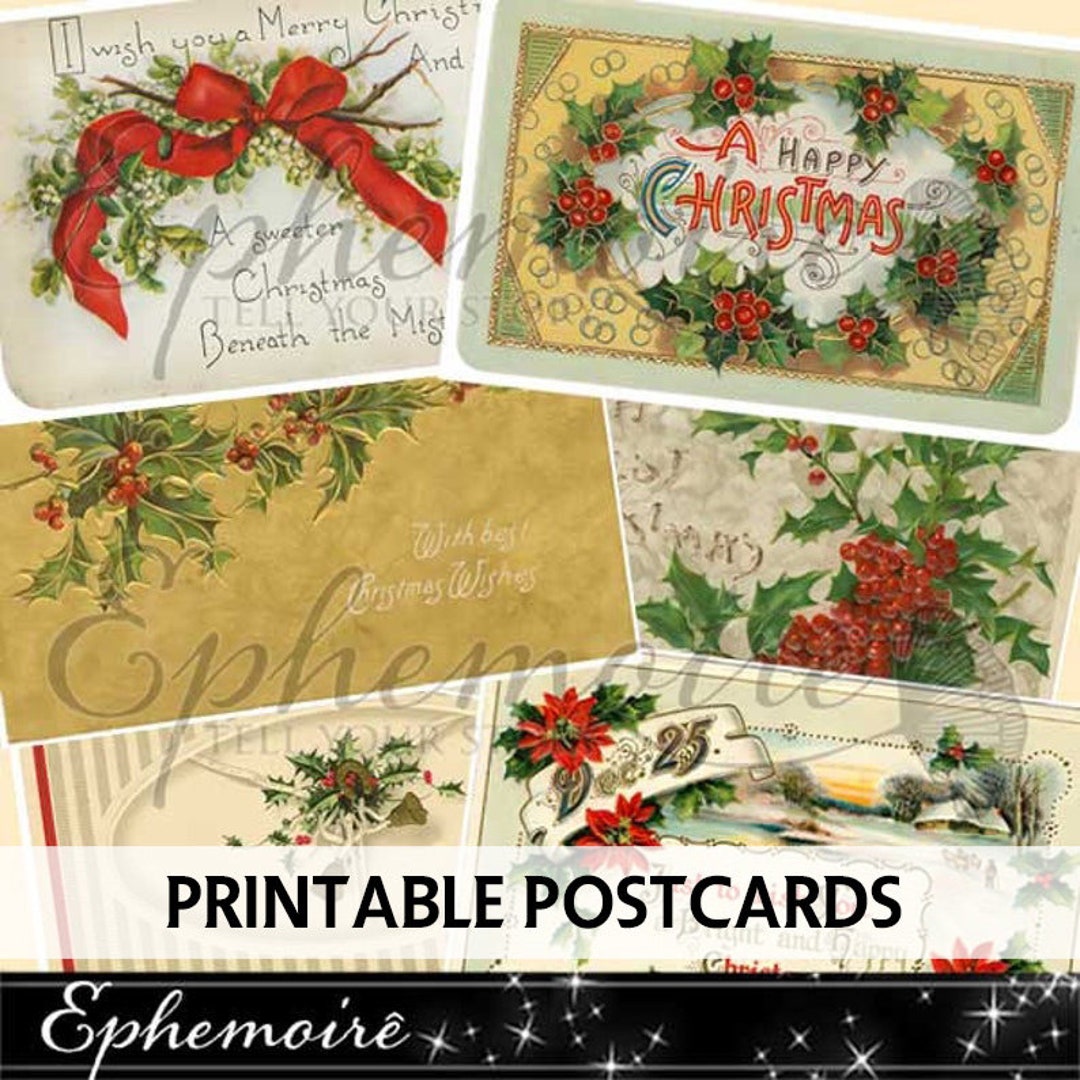 Junk Journal Printable Christmas Printable Postcards - Etsy