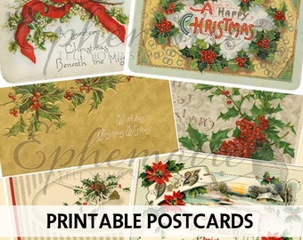Junk Journal Printable - Christmas Printable Postcards - Digital Scrapbook - Cardmaking - Vintage Christmas Postcards - Digital Download