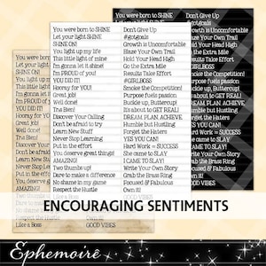 Printable SENTIMENTS #6 - ENCOURAGEMENT - Printable Captions - Cardmaking Sentiments - Digital Scrapbook -  Journal Captions - Word Strip
