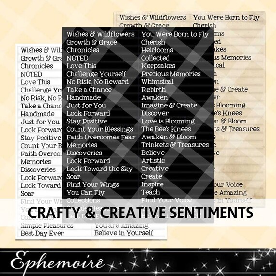 Printable SENTIMENTS 1 Digital Printable Card Sentiments | Etsy