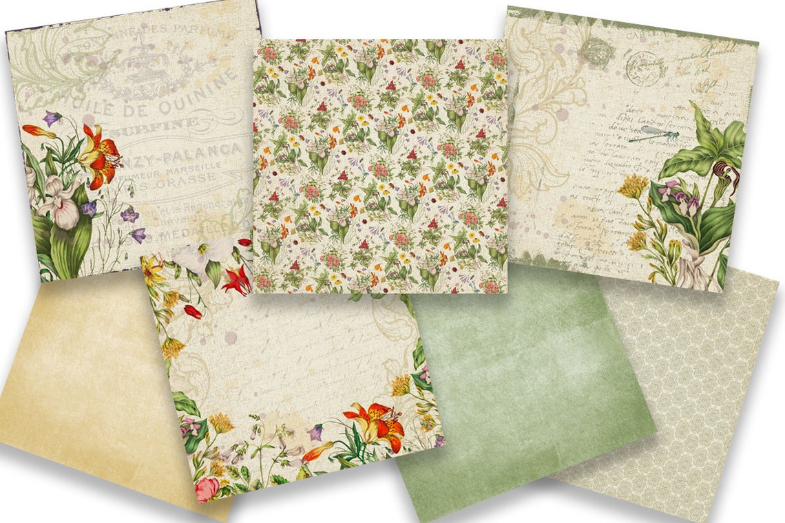 Digital Printable Papers VINTAGE FLORAL Digital | Etsy