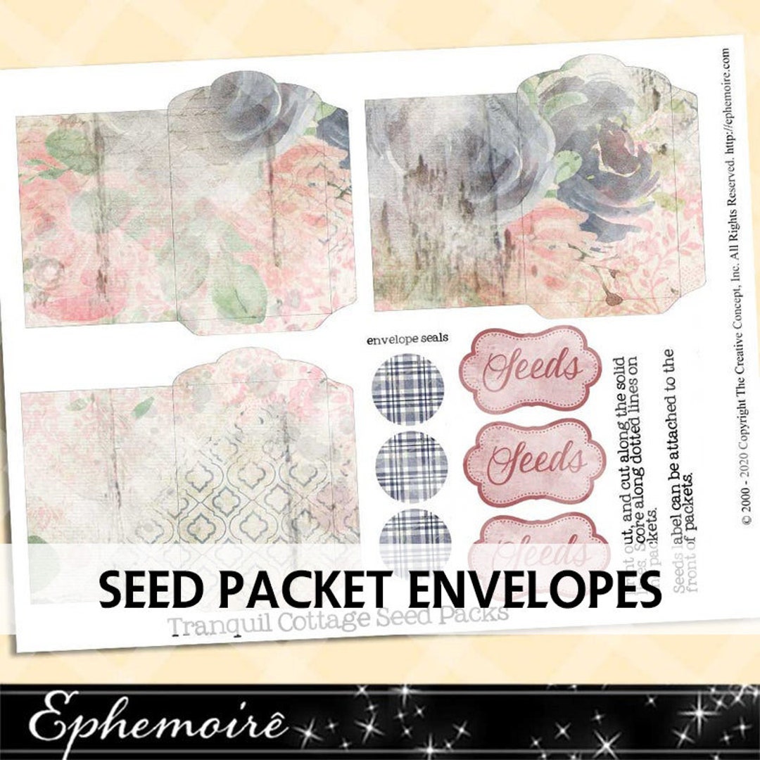 Junk Journal Printable Printable Seed Packets Seed Packet Envelope Collage Sheet Floral Collage ...
