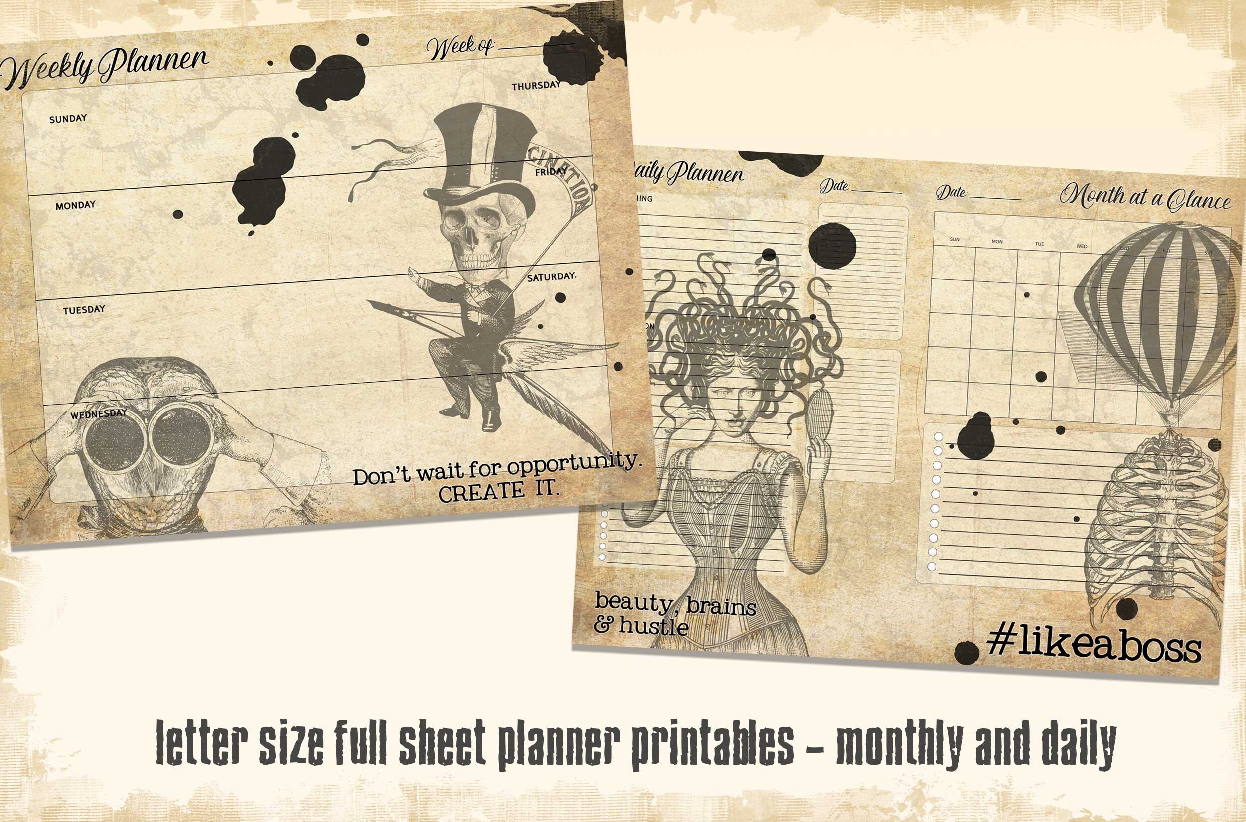 Digital Printable Planner Goth Planner Goth Girl Boss Etsy