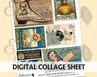 Junk Journal Printable - VINTAGE EPHEMERA - Fussy Cut - Digital Scrapbook - Cardmaking - Fussy Cut Printable Ephemera - Vintage Trade Cards