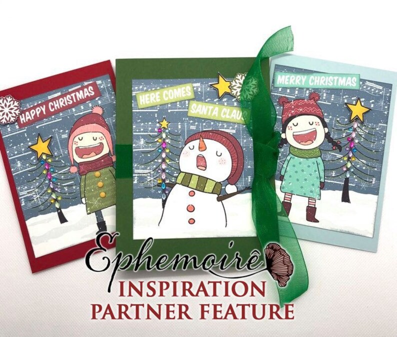 Digital Printable CHRISTMAS CAROLERS Card Kit Cardmaking Carolers Printable Christmas Card Fronts Snowman Printable Craft Kit image 2