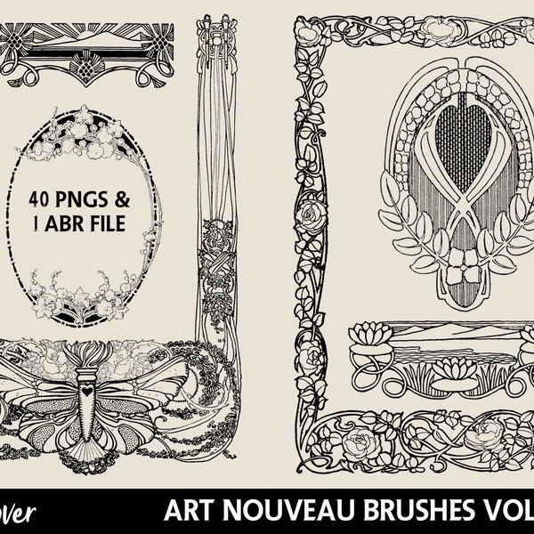 Photoshop Brushes - Art Nouveau - Digital Stamps - PNG Clipart - Ornamental Clipart - Photoshop Add On - Digital Scrapbook - ABR - Clipart