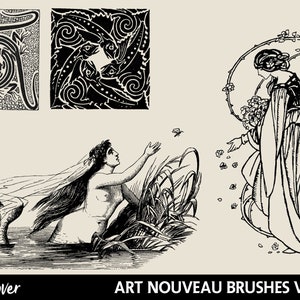 Photoshop Brushes Art Nouveau Digital Stamps PNG Clipart Ornamental Clipart Photoshop Add On Digital Scrapbook ABR Clipart image 3