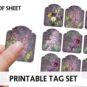 Junk Journal Printable - VINTAGE FLORAL TAGS - Digital Scrapbooking - Printable Gift Tags - Shabby Chic Gift Tag - Roses Printable Tags