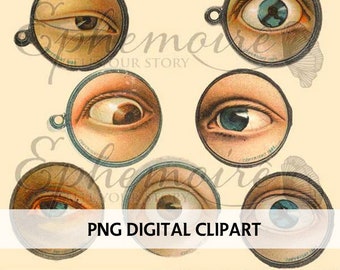 Digital Clipart - EYES - Vintage Trade Cards - Cardmaking - Digital Scrapbook - Mixed Media Stock - Eye Clipart Images - Ephemera Eyes