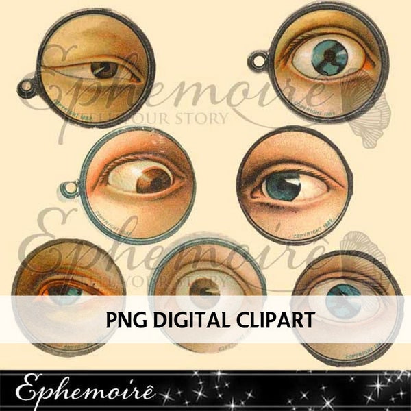 Digital Clipart - EYES - Vintage Trade Cards - Cardmaking - Digital Scrapbook - Mixed Media Stock - Eye Clipart Images - Ephemera Eyes