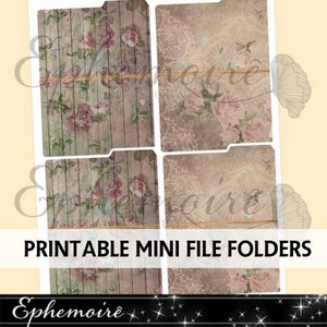 Junk Journal Printable - ROSES FOLDERS - Printable Mini Folders - Printable Crafts - Ephemera File Folder - Shabby Chic Rose File Folders