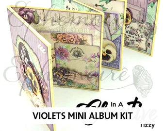 Printable MINI ALBUM Kit - Printable Crafts - Spring Pansy - Mini Album Printable - Accordion Album - Collage Sheet - PANSY - Mini Album Kit