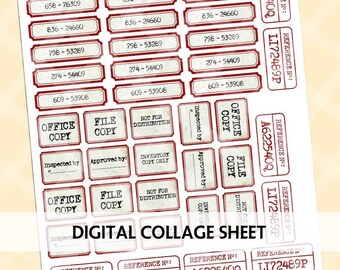 Junk Journal Printable - OFFICE SUPPLY LABELS - Vintage Office - Fussy Cut - Digital Scrapbook - Cardmaking - Office Ephemera - Clipart