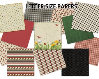 Digital Printable Papers - Digital Scrapbooking - Digital Backgrounds - LADYBUGS - Spring Papers - Letter Size - Digital Printable Papers