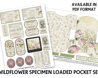 Junk Journal Printable - Botanical Specimen Printable Loaded Pocket - Wildflowers - Natural History - Digital Printable Floral Pockets Set