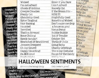 Printable SENTIMENTS #10 - Printable Captions - Cardmaking Sentiments - Digital Scrapbook -  Journal Captions - HALLOWEEN - Collage Sheets