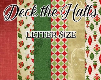 Digital Printable Papers - Digital Scrapbooking - Digital Backgrounds - Retro Christmas - Letter Size - Digital Printable Paper Pack