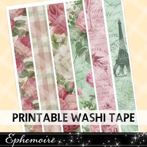 Printable DIY Shabby Chic Washi Tape for Bible Journaling or Planners /  Print on Sticker Paper or Copy Papery and Use Stick Glue 