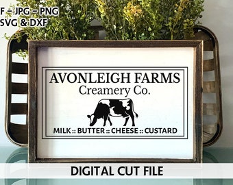 FARMHOUSE Style Cutting File - SVG - Farmhouse Sign - Farmhouse Decor - Farmhouse Creamery Sign - Cow - Farmhouse Decor Cutting File