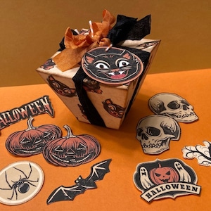 Printable Treat Box RETRO HALLOWEEN Favor Candy Bag Party Treat Bag Halloween Treat Box ...